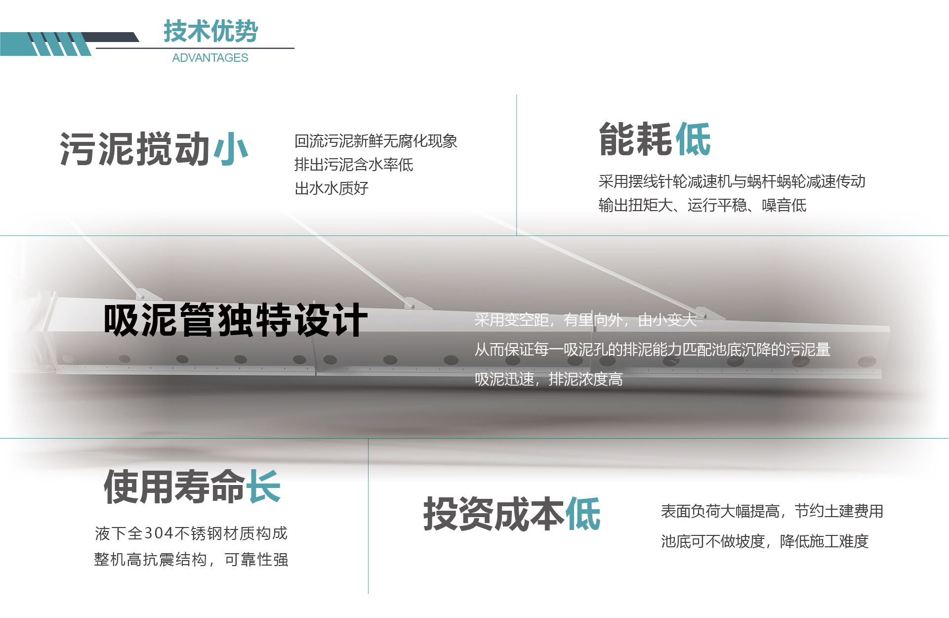 中心傳動(dòng)刮吸泥機(jī)技術(shù)優(yōu)勢(shì)